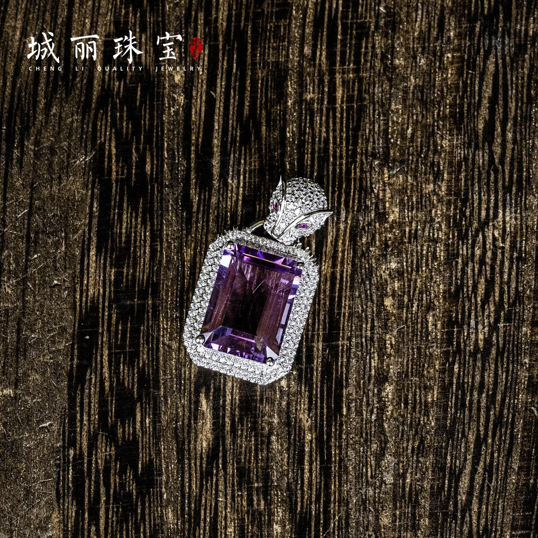吊坠925银  【城丽】紫豹多切面吊坠/个ZJB-124