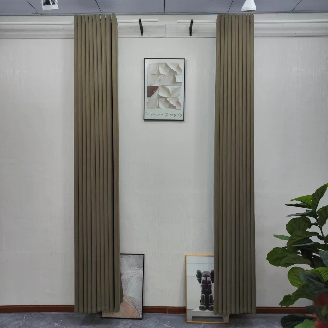 N01加厚新款奶油丝绒奶咖窗帘遮光卧室遮阳台遮光客厅轻奢