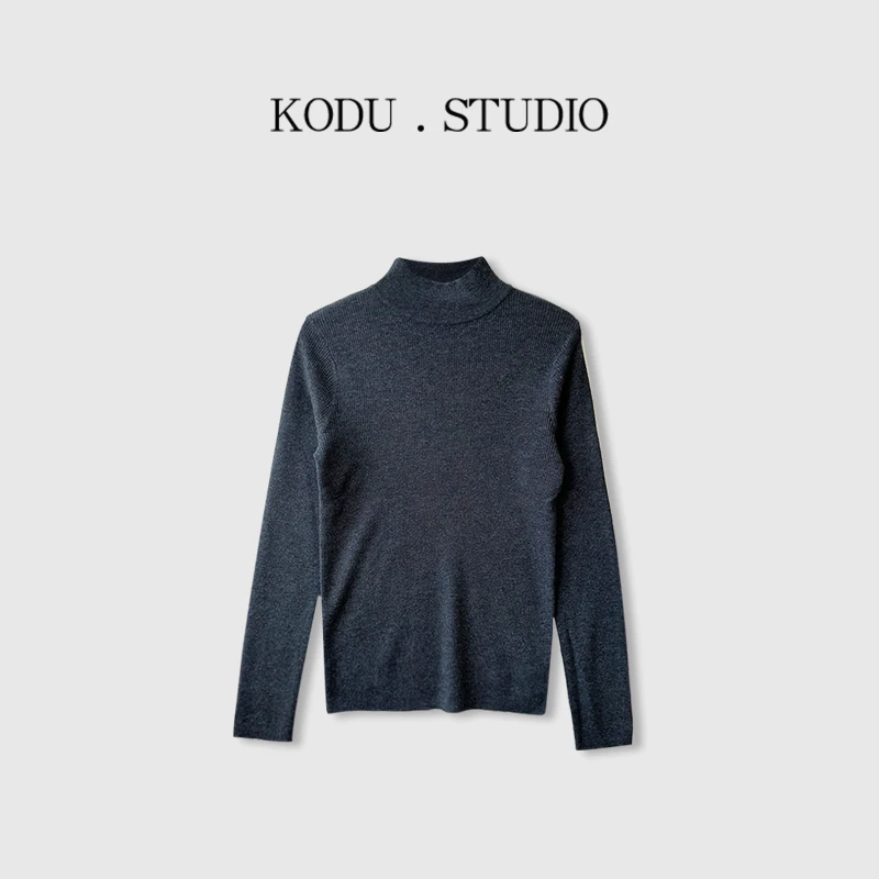 【刻度KODU】MT-4873秋冬季经典气质半高领纯色显瘦套头打底针织衫