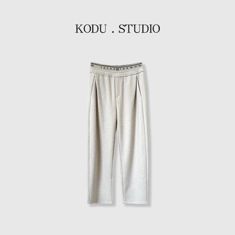 【刻度KODU】WX-4503秋冬松紧腰数字提花厚款弯刀裤休闲裤