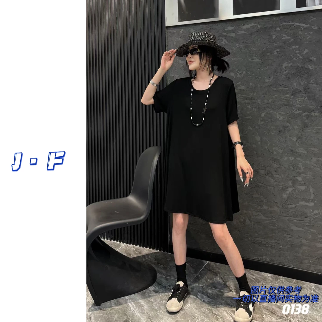 JF定制大码138正肩弹力宽松纯色A版连衣裙（可家居可外穿）