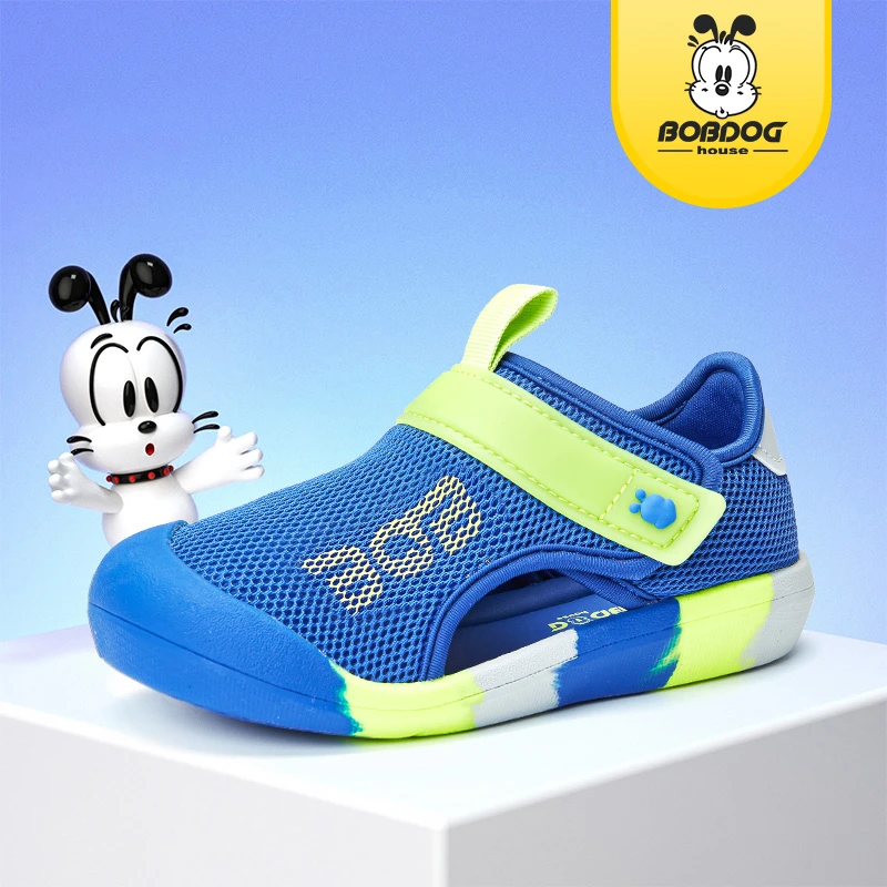 巴布豆家族童鞋夏季新款软底透气网面儿童包头男童凉鞋6-12岁潮款
