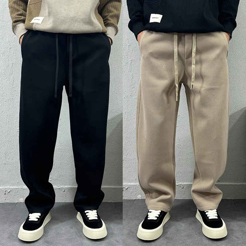 春季新款男士运动裤2025美式宽松百搭松紧腰直筒卫裤网红休闲裤