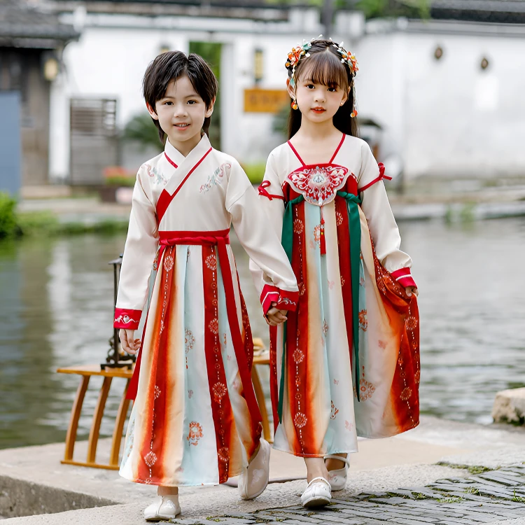 幼儿小学生秋款古风长袖国学服古装女孩中国风古典舞演出服父亲节