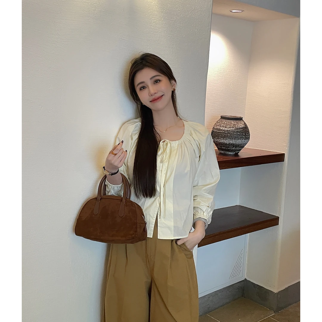 YPP！【薄雾少女】2024年秋季新款温柔风净色甜美百搭单排扣上衣