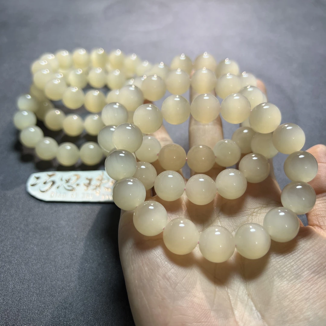 【高冰藕粉一线猫】11.5-12mm天然和田玉青海老料拍一发一多样性发