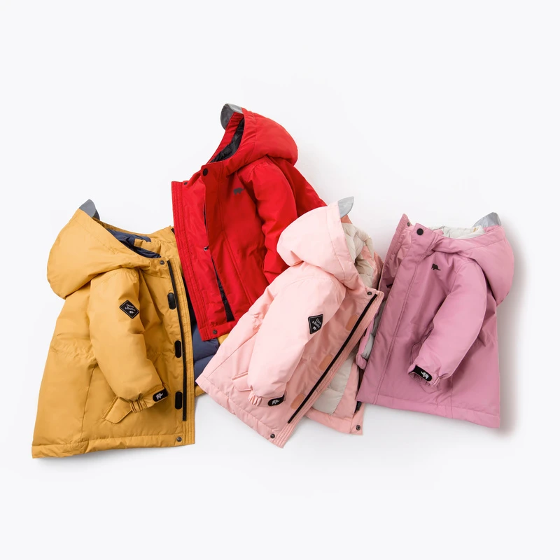 戴维贝拉童装儿童羽绒服冬装小童宝宝新年外套中长款工装DB16448