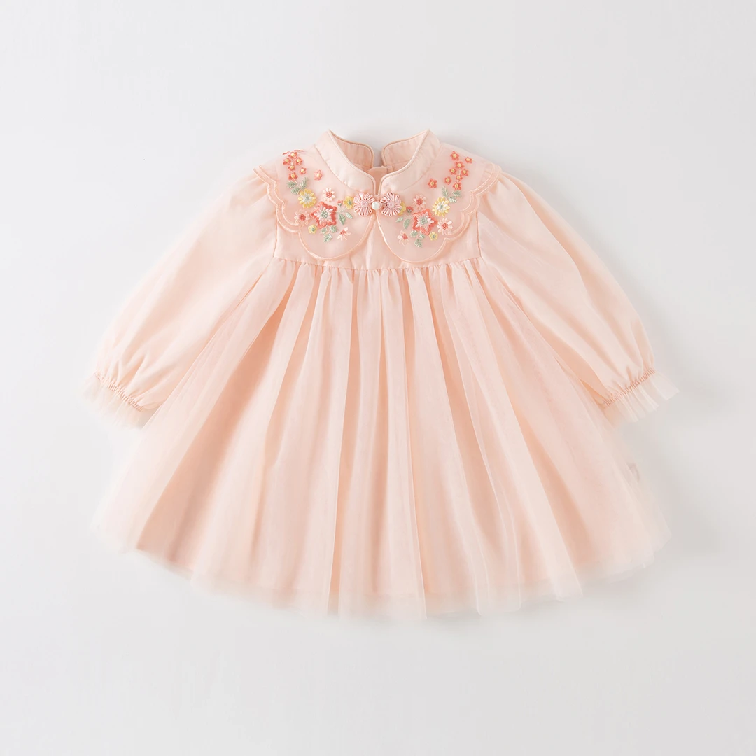 戴维贝拉连衣裙2024秋装新款童装女宝宝衣服小童公主裙DB1233891