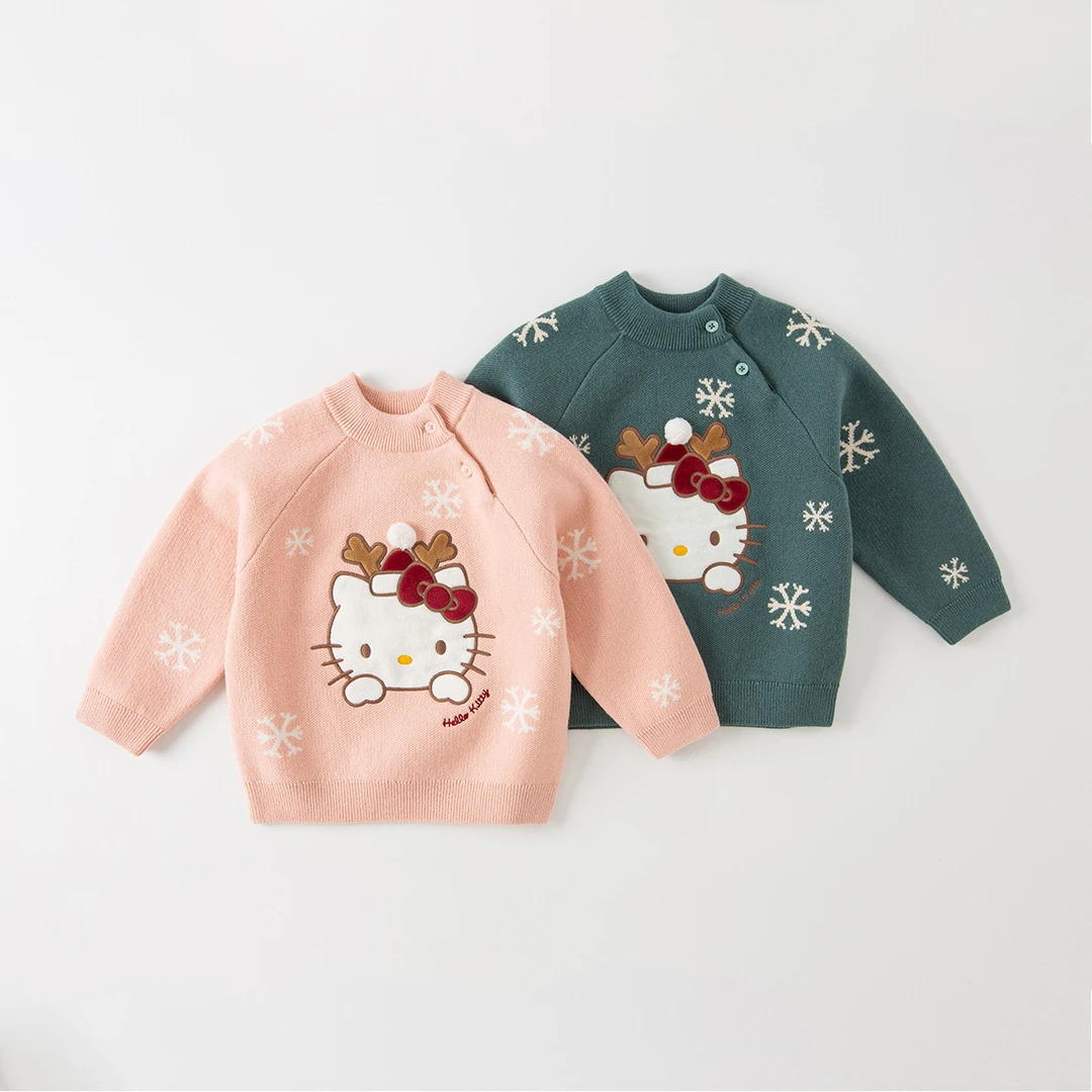 【HelloKitty联名款】戴维贝拉圆领卡通毛衣针织衫2024新DB4223643