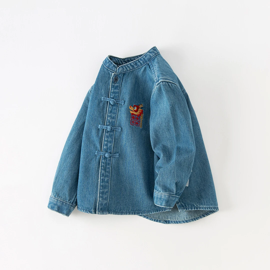 戴维贝拉男童外套2024春装新款爆款中国风宝宝牛仔外套 DB3235890