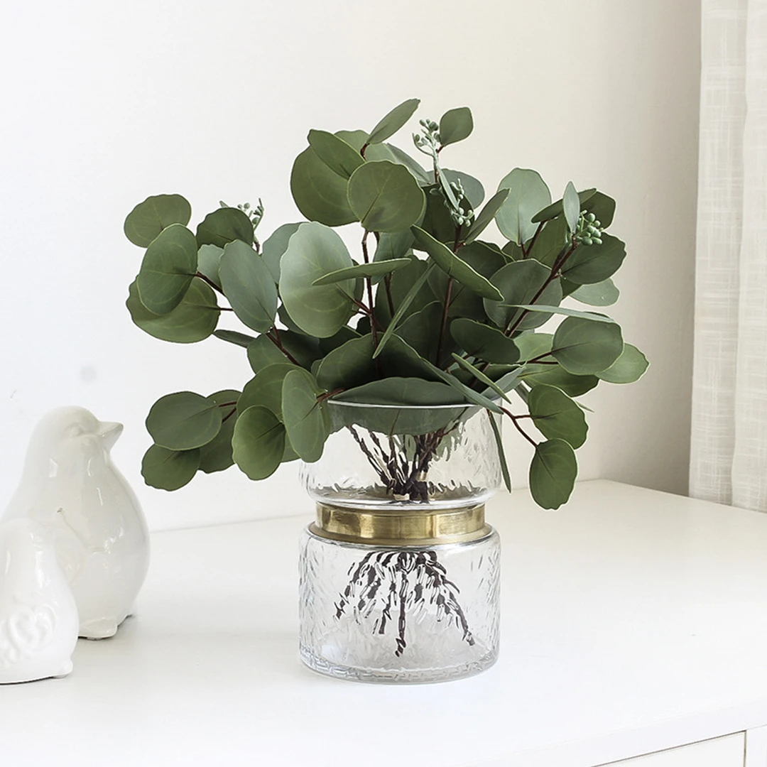 仿真植物高质手感胶片桉树尤加利叶把束绿色植物插画配叶手工DIY