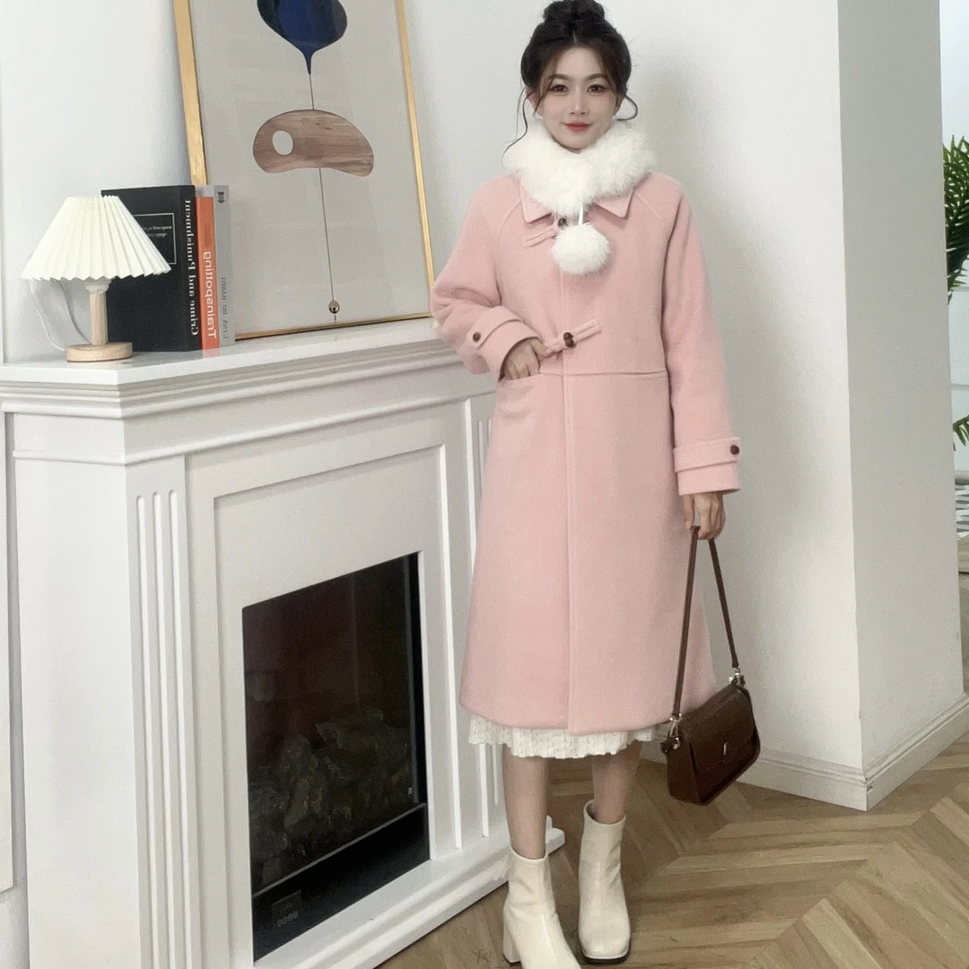 IEF/爱依服【小个子】2025秋冬新款法式甜美淑女气质呢绒长外套