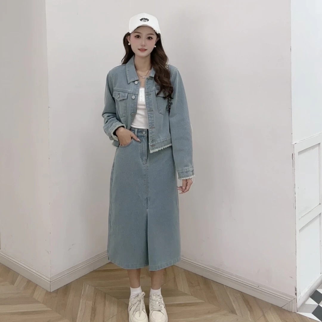 IEF/爱依服新款春季牛仔上下套裙两件套