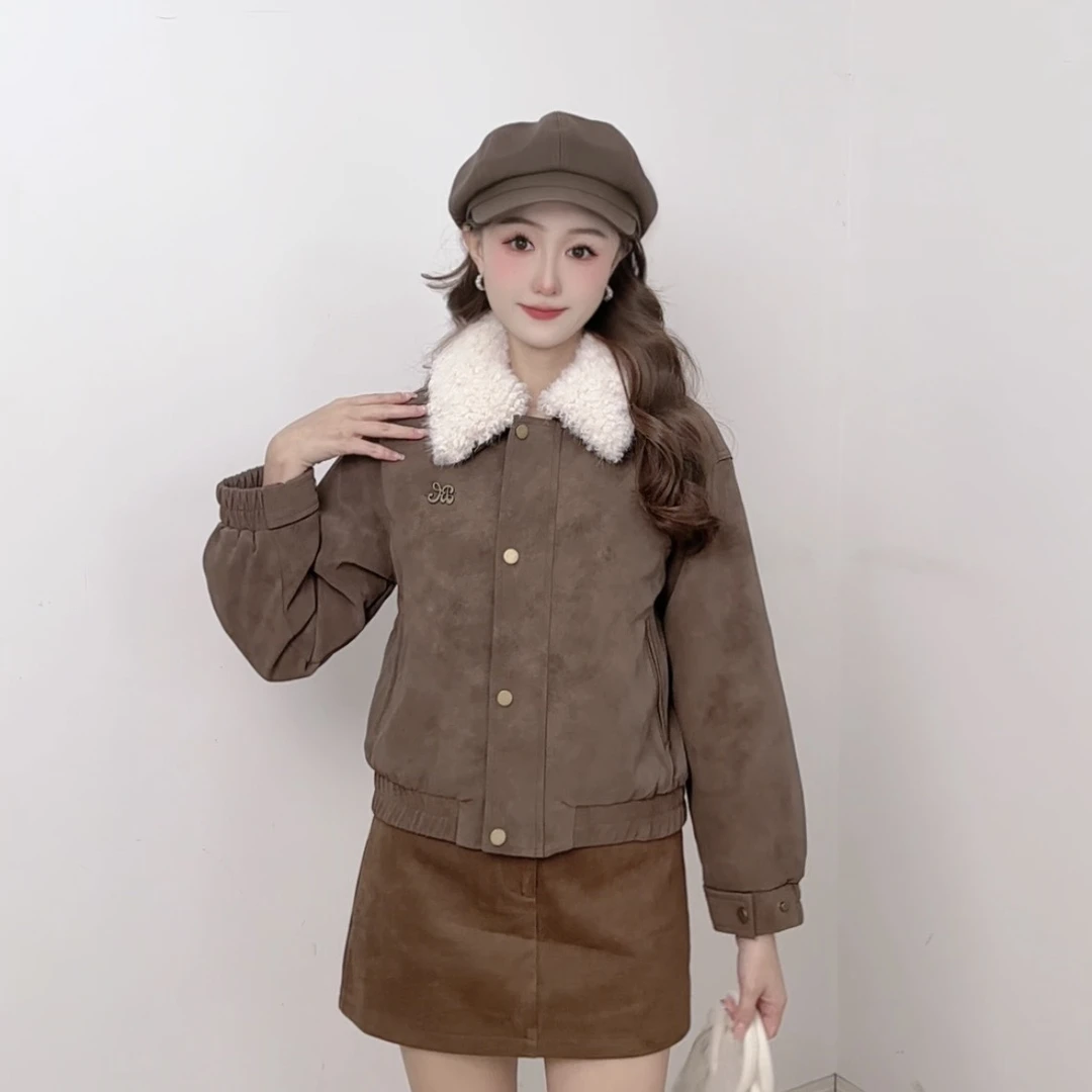 IEF/爱依服【小个子】2025冬季新款美式时尚休闲机车风亮面皮外套