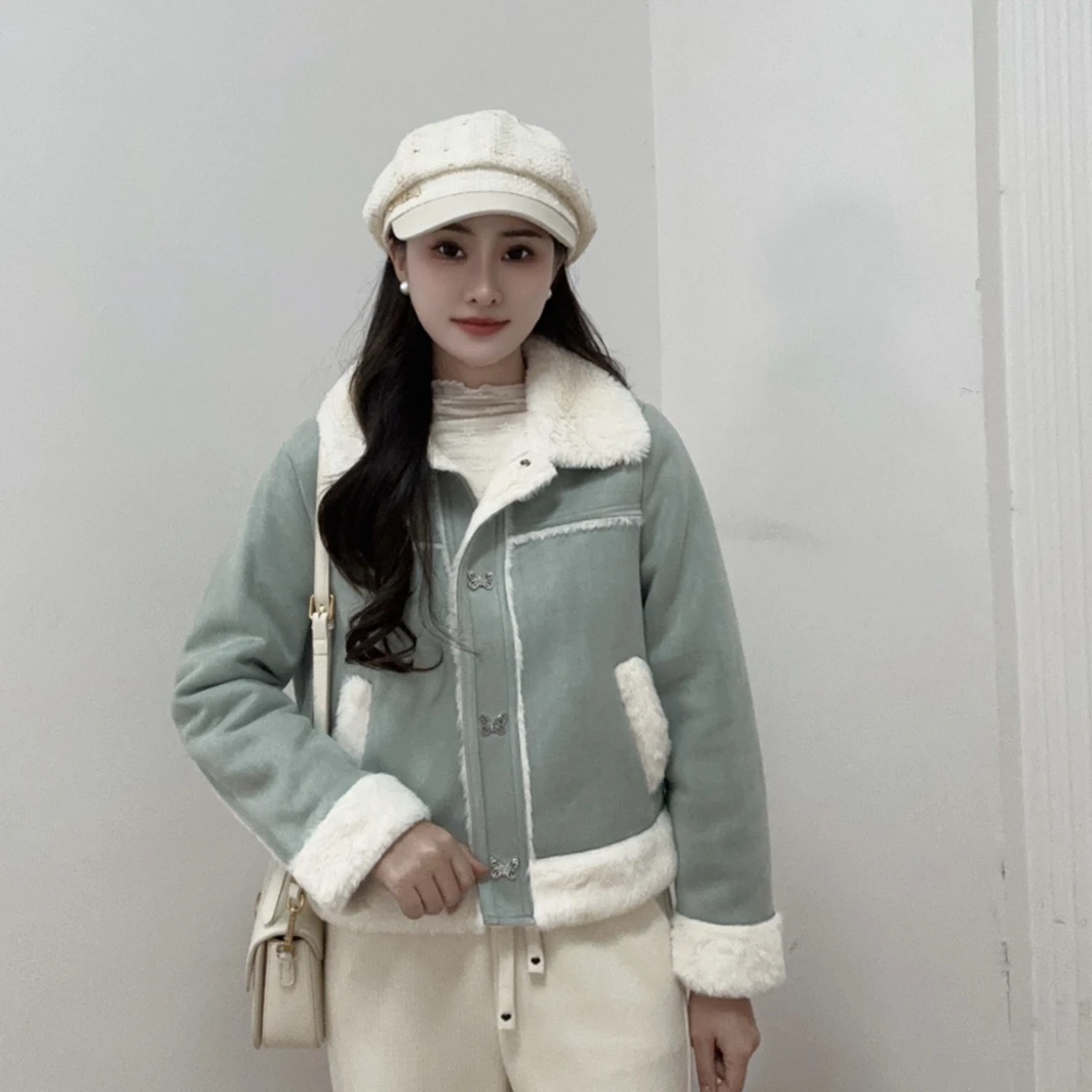IEF/爱依服【小个子】2025冬季新款韩系风加绒保暖百搭磨砂皮外套