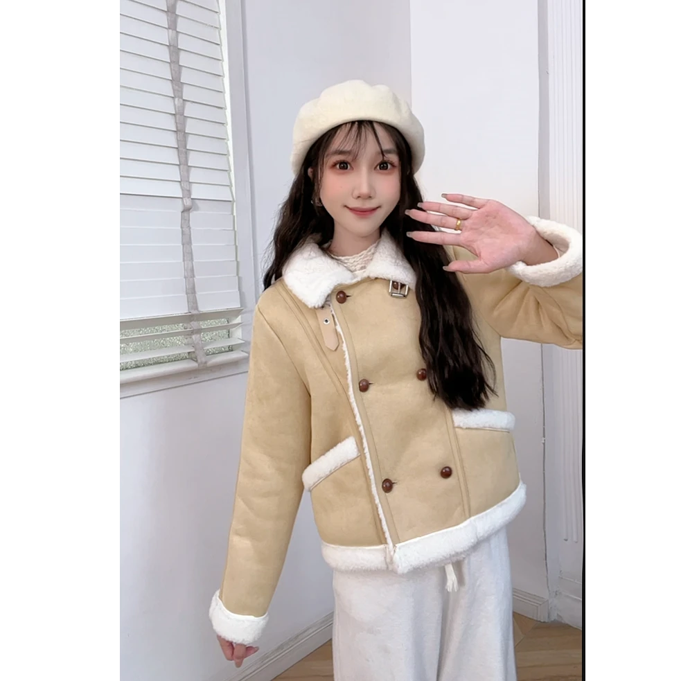 IEF/爱依服【小个子】2025冬季新款英伦风通勤百搭保暖磨砂皮外套