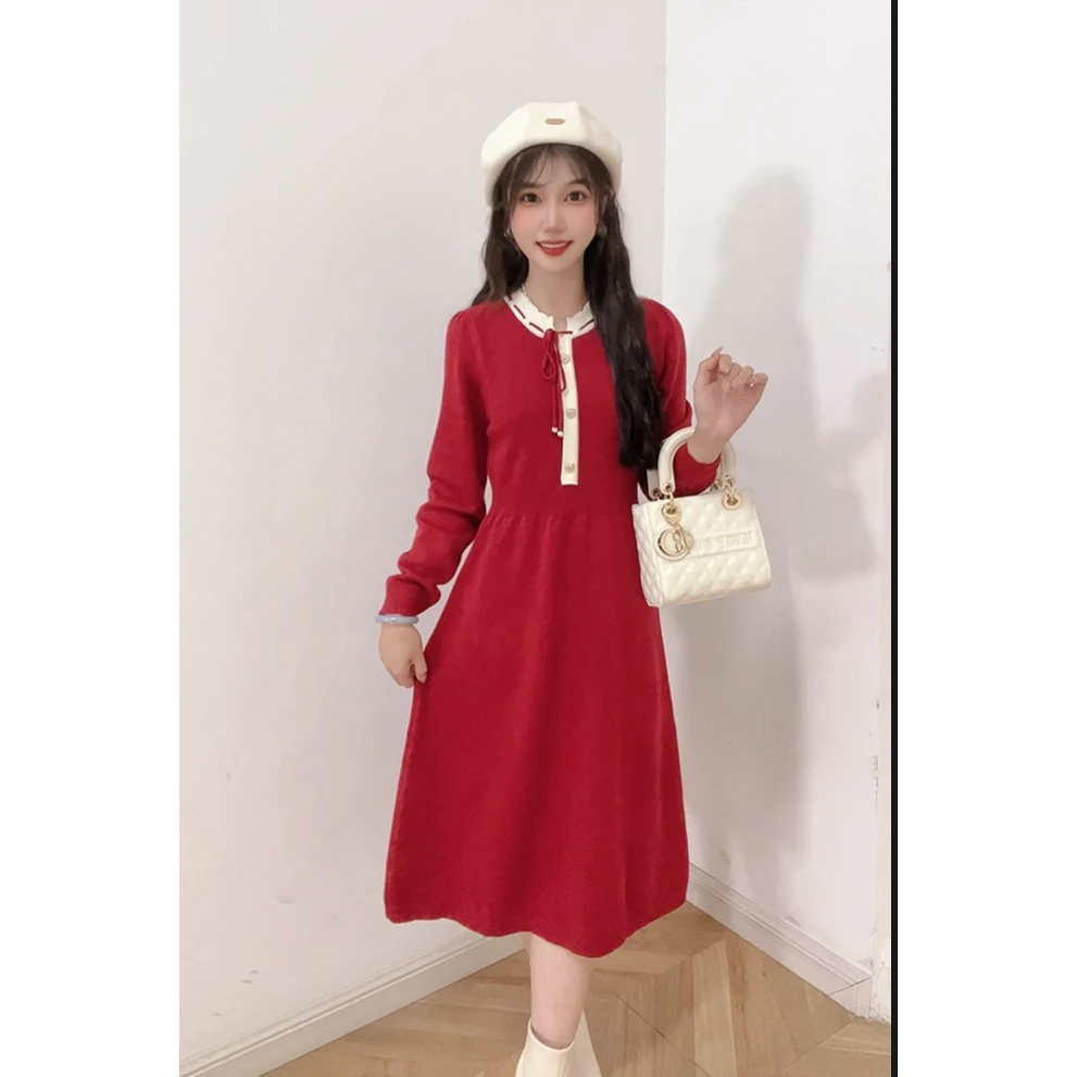 IEF/爱依服2025秋冬新款时尚法式高级感【小个子】毛织连衣中裙