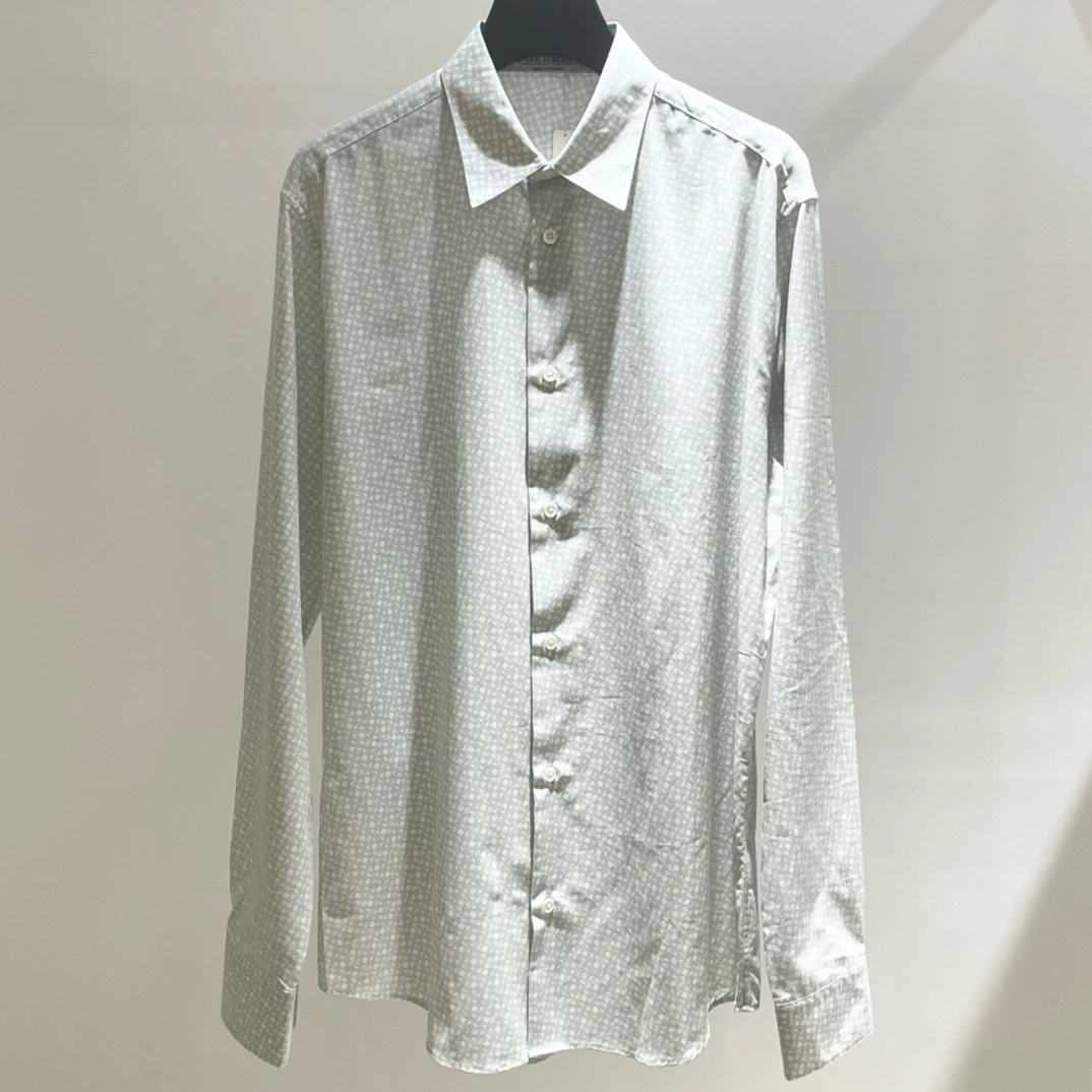 全新未使用 Hermes/爱马仕 浅色格纹衬衫 衬衣 231