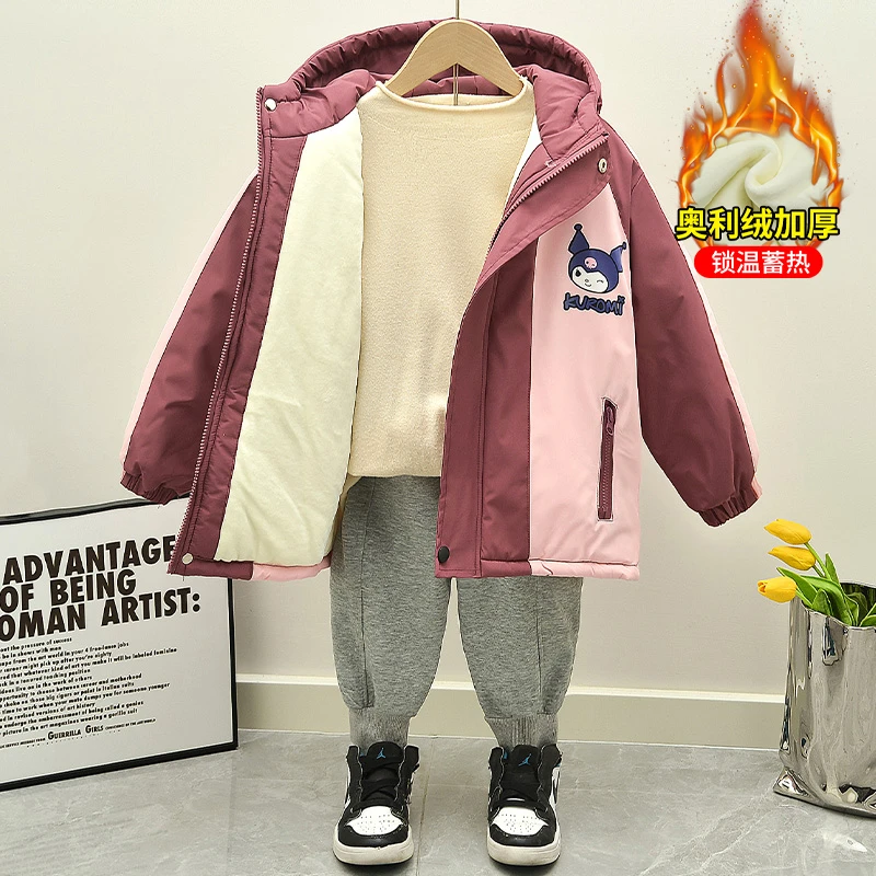 儿童冬装加厚连帽冬季奥利绒女童冲锋衣外套秋冬款2025新款洋气潮