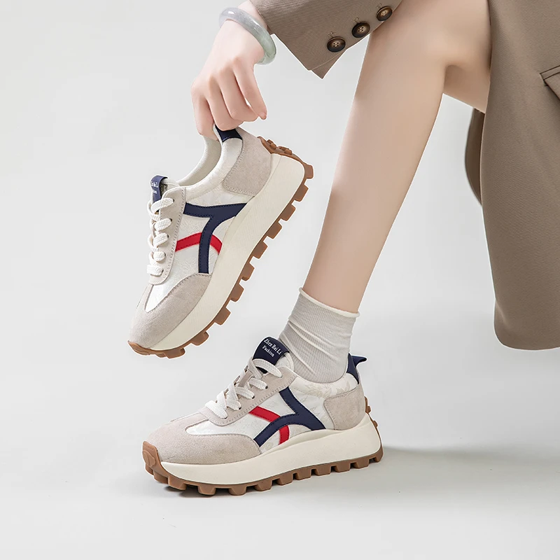 【初毓-国风】2024年夏季透气百搭5.5CM厚底系带软底阿甘鞋C001