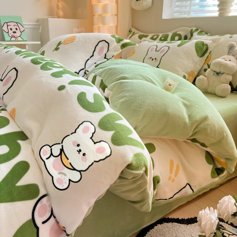 冬季牛奶绒被套单件珊瑚绒被罩150X200法兰绒棉褥子套200x230被单