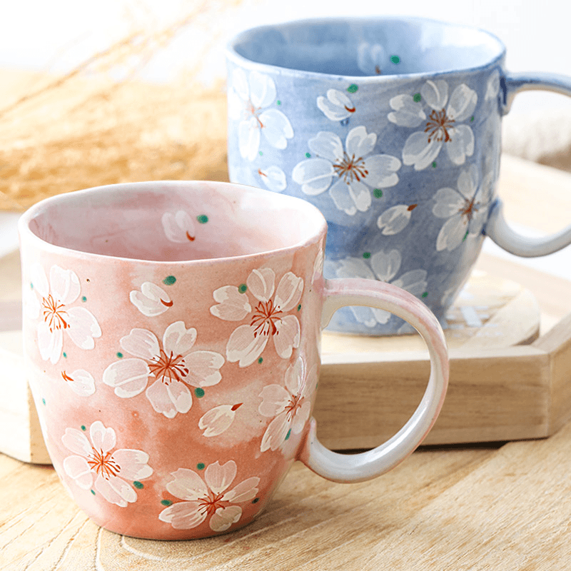 日本进口花凛系列陶瓷马克杯樱花咖啡杯茶杯牛奶耐热水杯