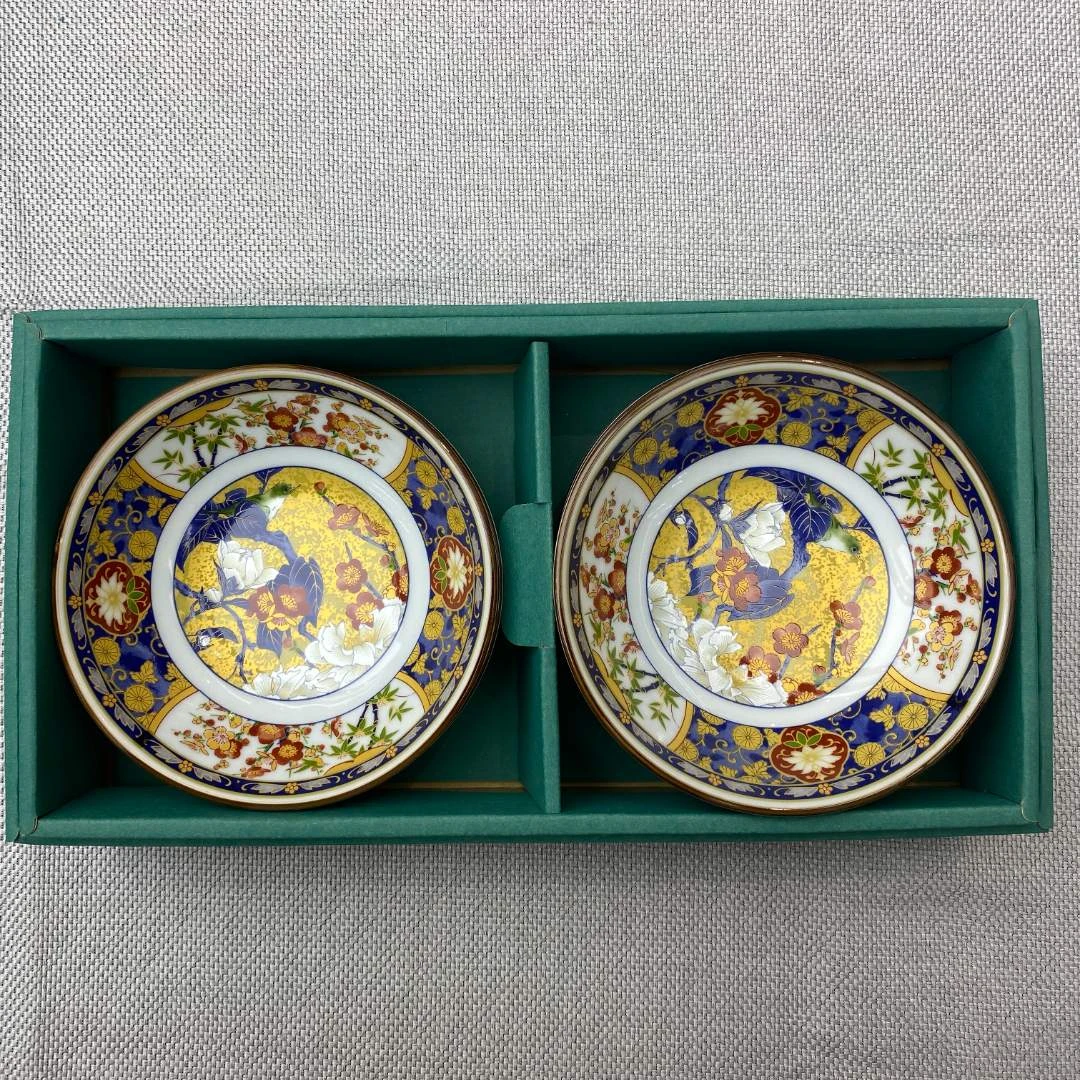 清货【5件套】日本进口古伊万里牡丹花鸟小钵13cm