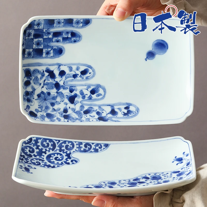 【单支】日本进口蓝凛堂长方形寿司盘21.5cm×13.5cm