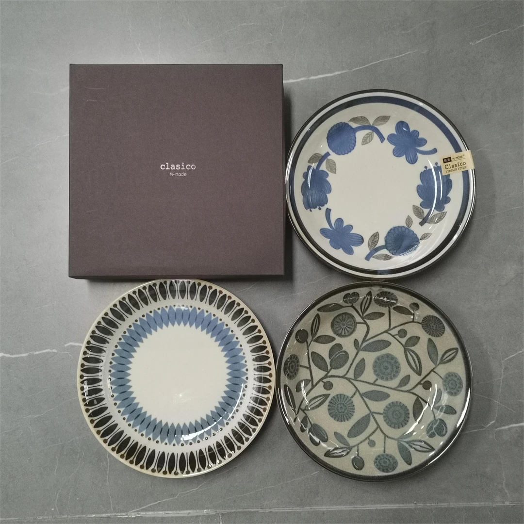 【3件套】日本进口美浓烧复古北欧深盘21.5cm