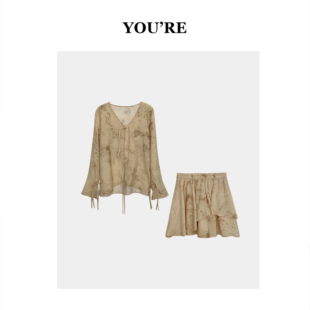 《YOU'RE 》— | 织梦网 | 新款新中式国风水墨印花两件套装YR88324