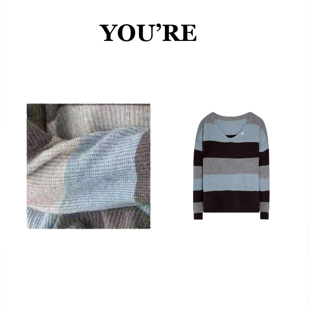 《YOU'RE 》— | 塞纳河 | 100%羊毛时尚蓝条纹针织羊毛衫YR8888546