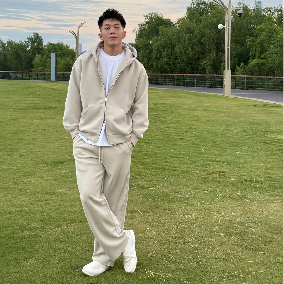 APLUTò18春季重磅卫衣男女宽松休闲纯色百搭拉链连帽卫衣爆款