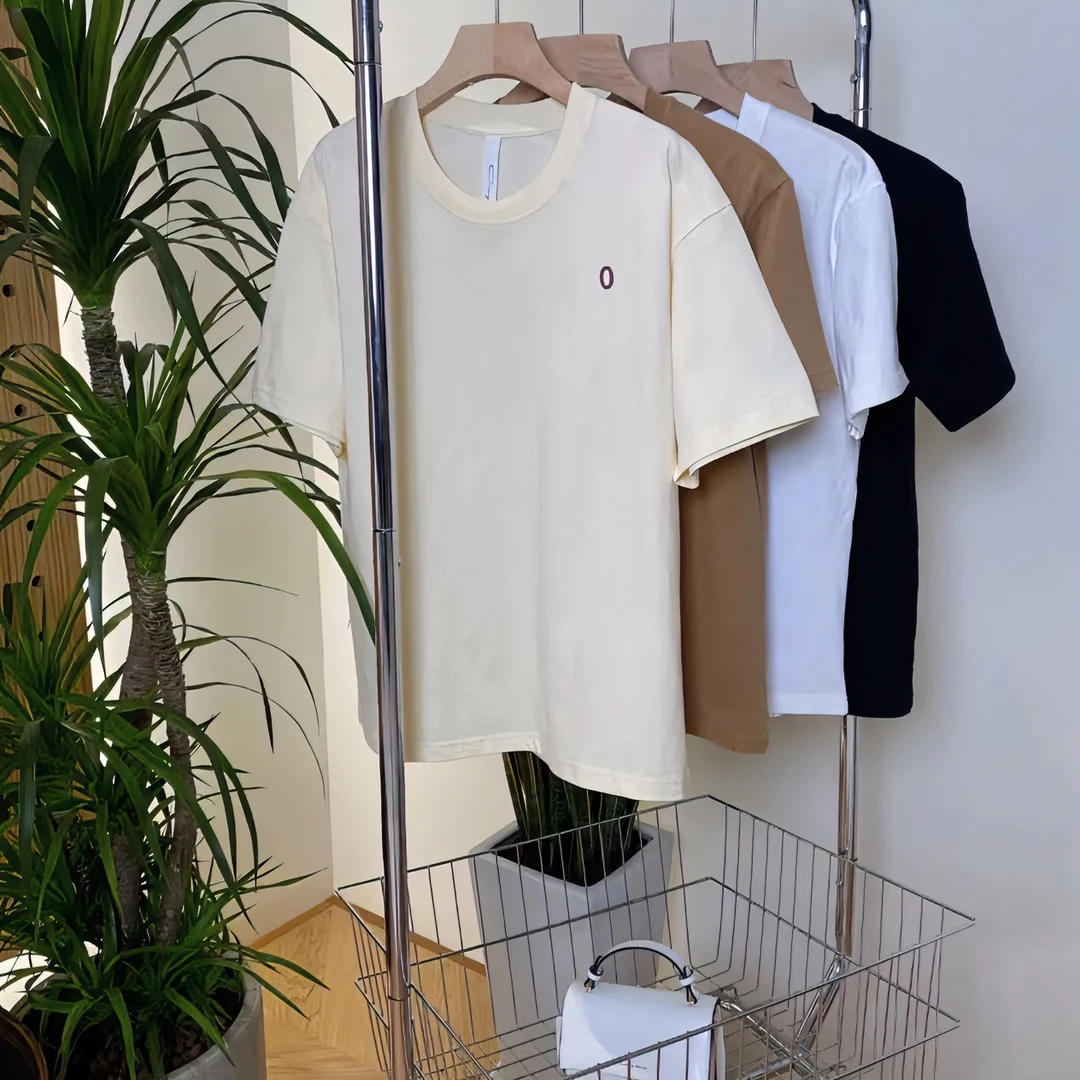 高支数新疆棉重磅t恤夏季2023新款纯棉打底纯色情侣宽松短袖男女