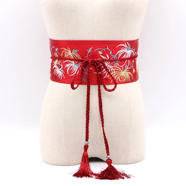 【小芳演绎用品店】名族风配饰刺绣绑带腰封女 绸面系带束腰宽腰带