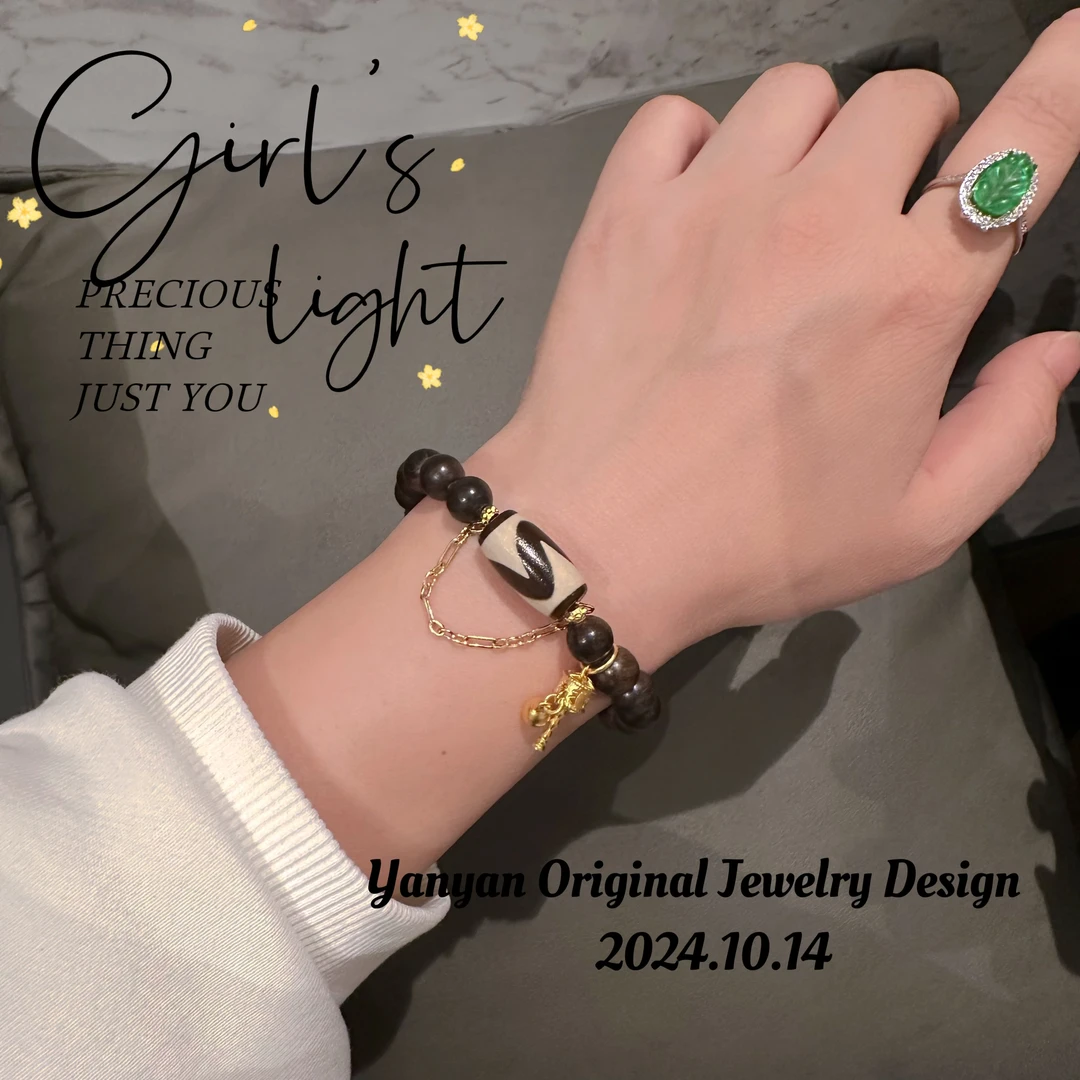 非金属木质手链 秋冬新款 复古大气木珠六言配饰流苏吊坠串珠手串