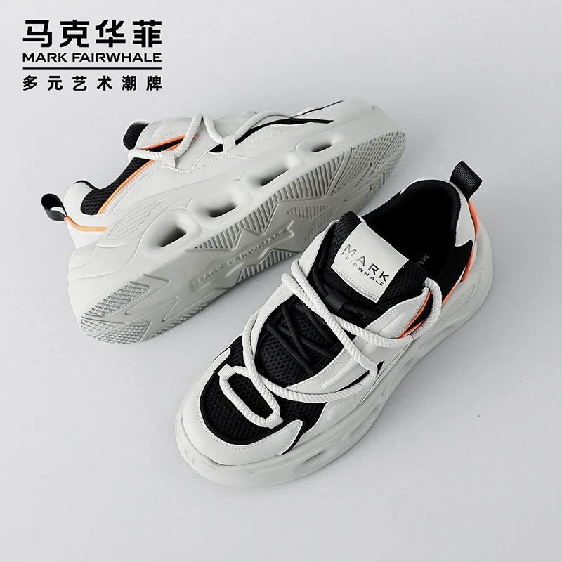 马克华菲网面鞋运动鞋男鞋2024新款厚底潮流板鞋男士百搭休闲潮鞋