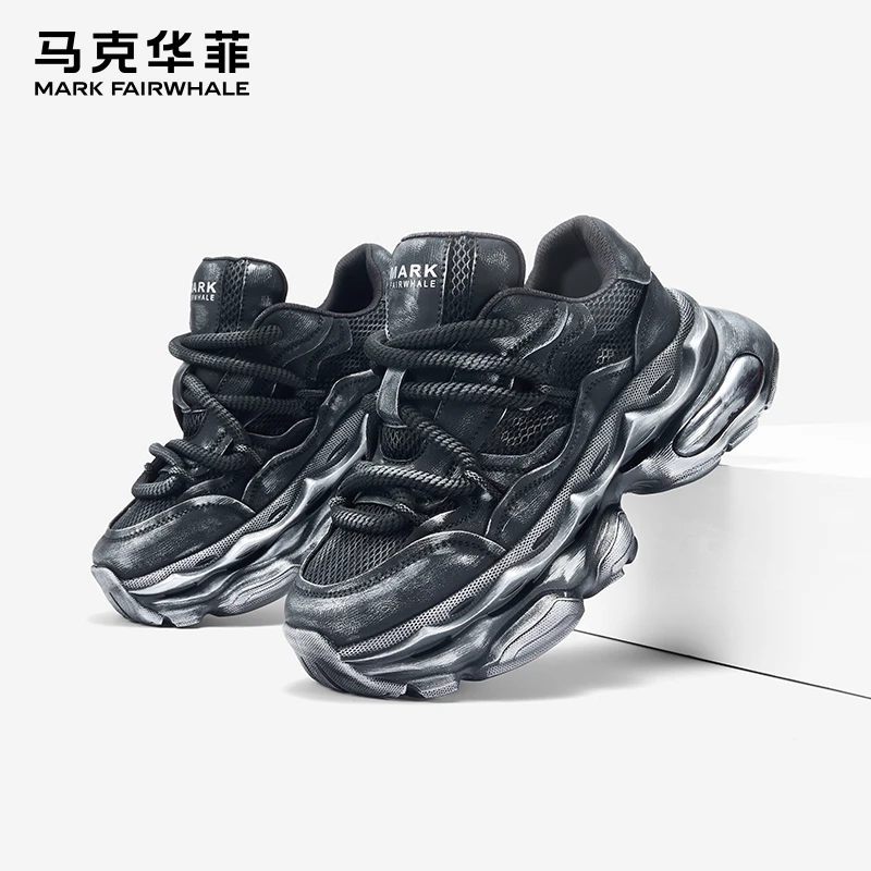 马克华菲老爹鞋男2025新款网面冬季流行男鞋潮流厚底休闲运动潮鞋