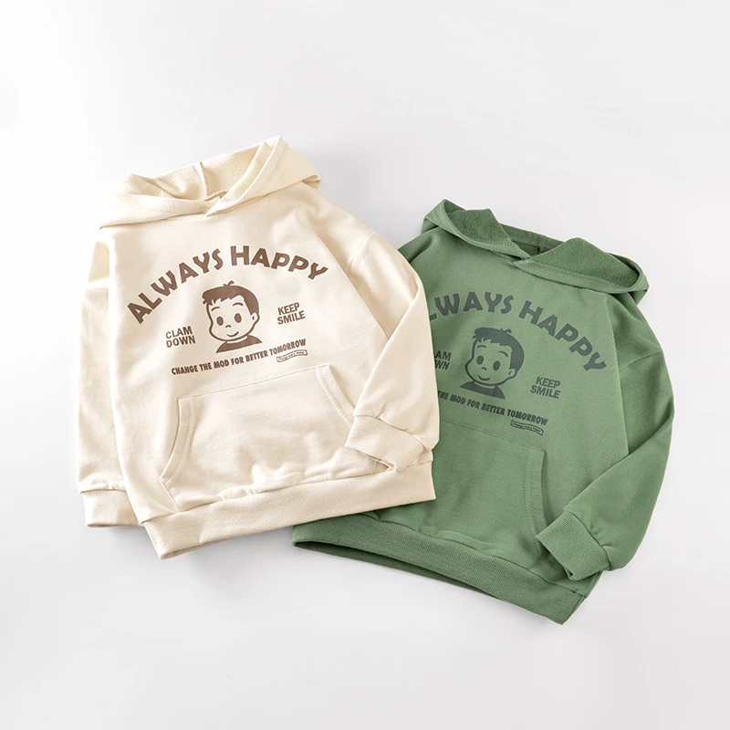 童装2023秋装新款男童卫衣纯棉儿童套头上衣长袖连帽中大童中性潮