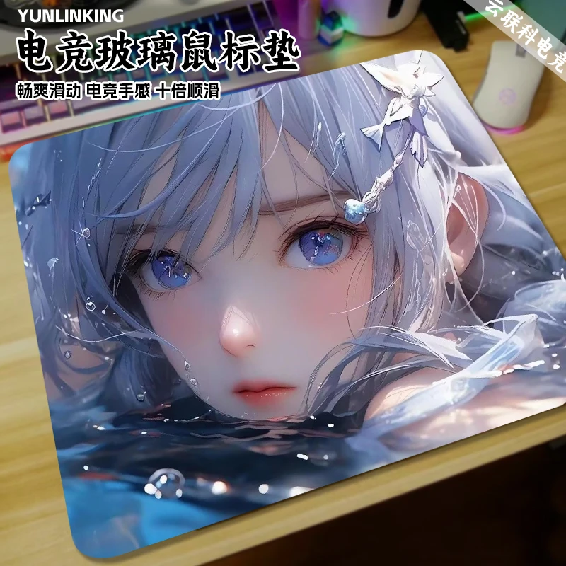 云联科动漫女光伏玻璃鼠标垫电竞fps游戏办公通用二次元丝滑定制