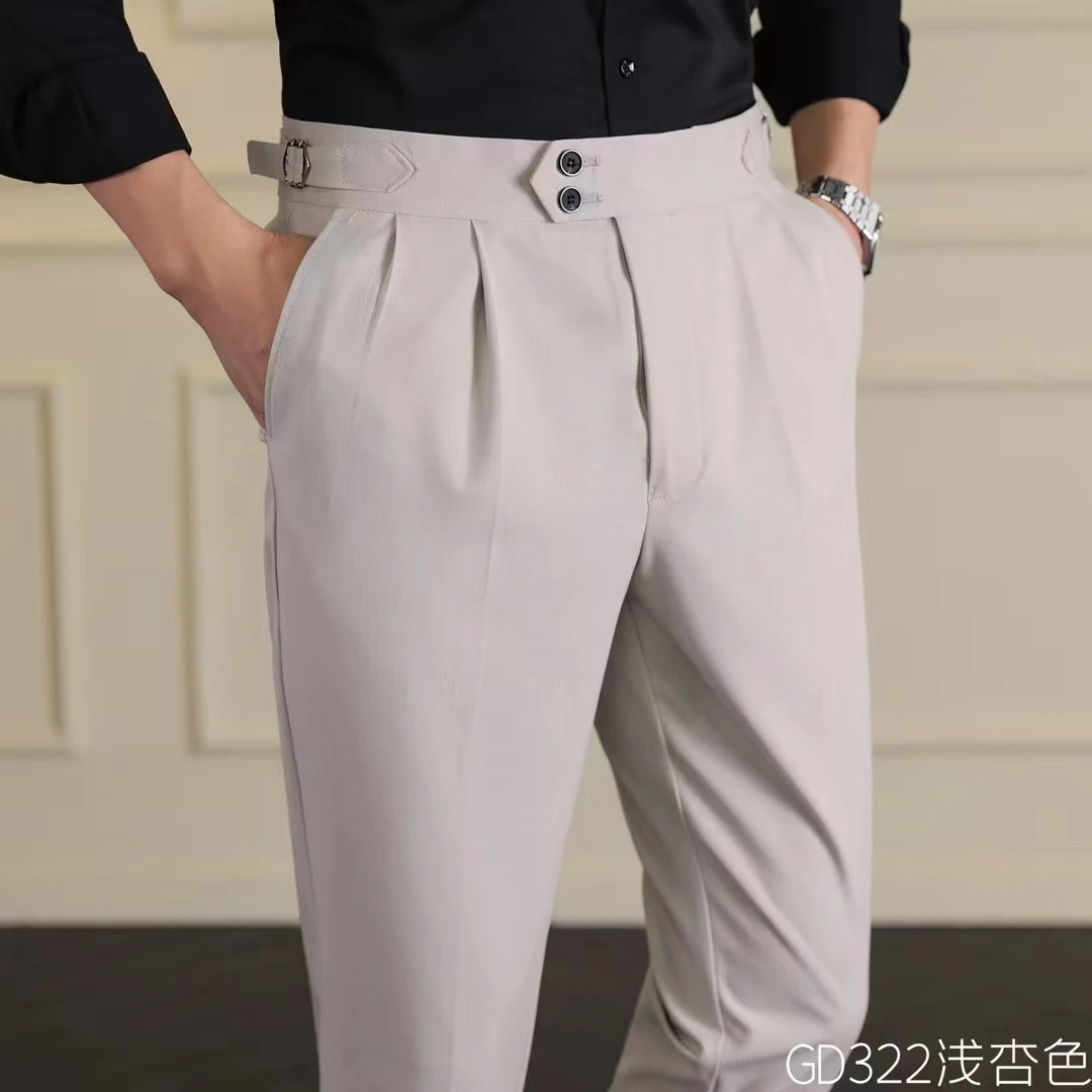 百搭修身型免烫潮休闲裤时尚薄款夏季九分弹力微弹力直筒裤子长裤