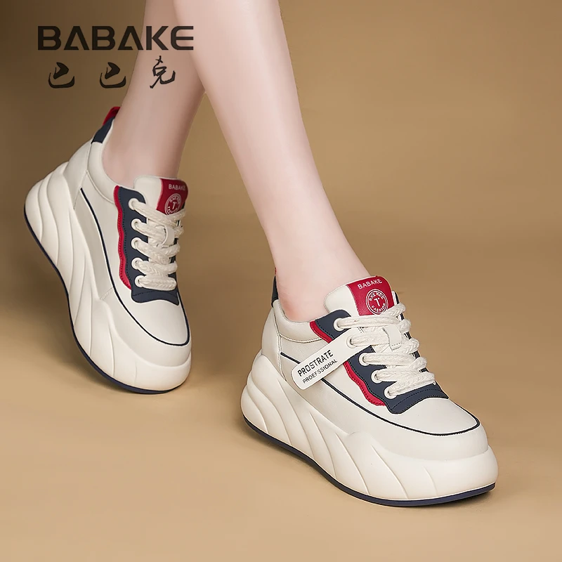 巴巴克YG厚底小白鞋女2024新款休闲时尚百搭透气增高女鞋 5571