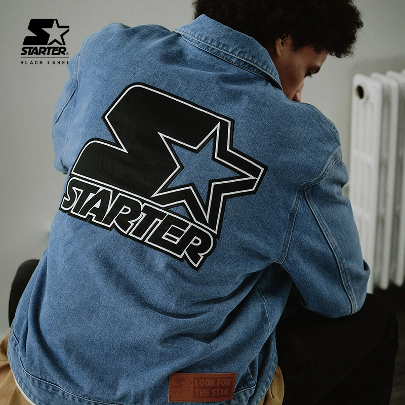 Starter男女同款新款LOGO图案做旧宽松潮流复古牛仔外套STH3C5903