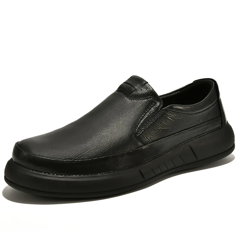 公牛BULL男士真皮牛皮休闲皮鞋防滑软底软面中年爸爸鞋一脚蹬皮鞋