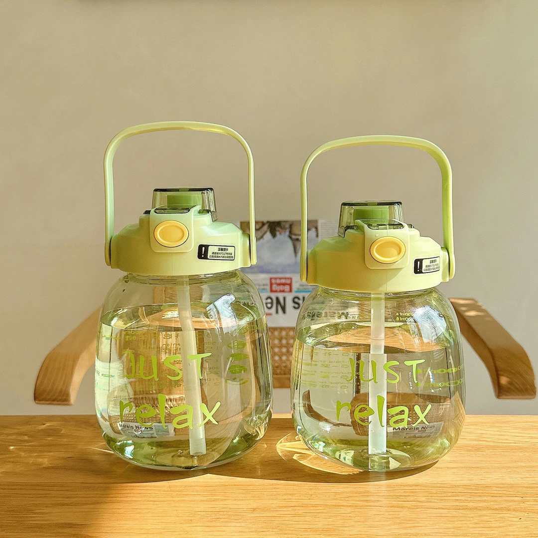 夏季新品高颜值大肚杯男女生高颜值运动水壶学生便携防摔塑料水杯