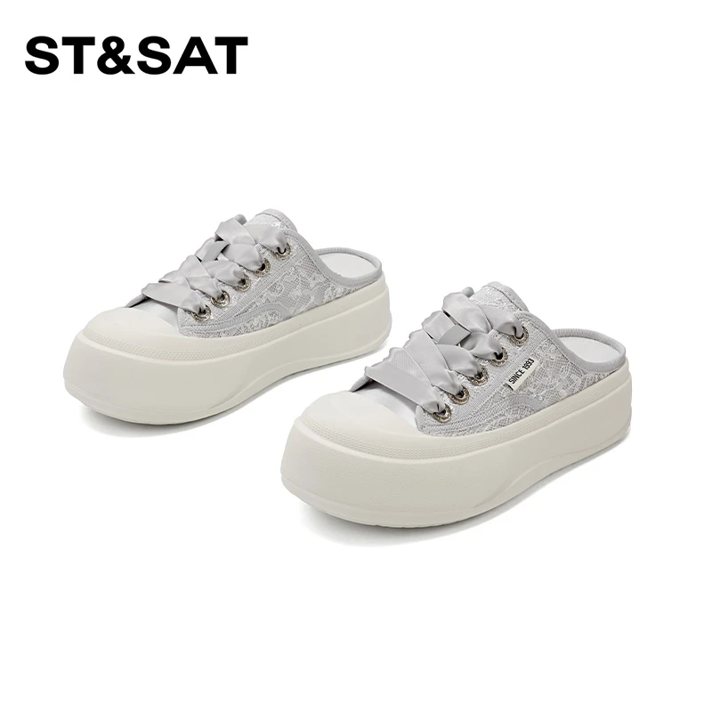 【谈笑风生】星期六厚底增高休闲半拖鞋2025夏新款韩版SSC21108U2