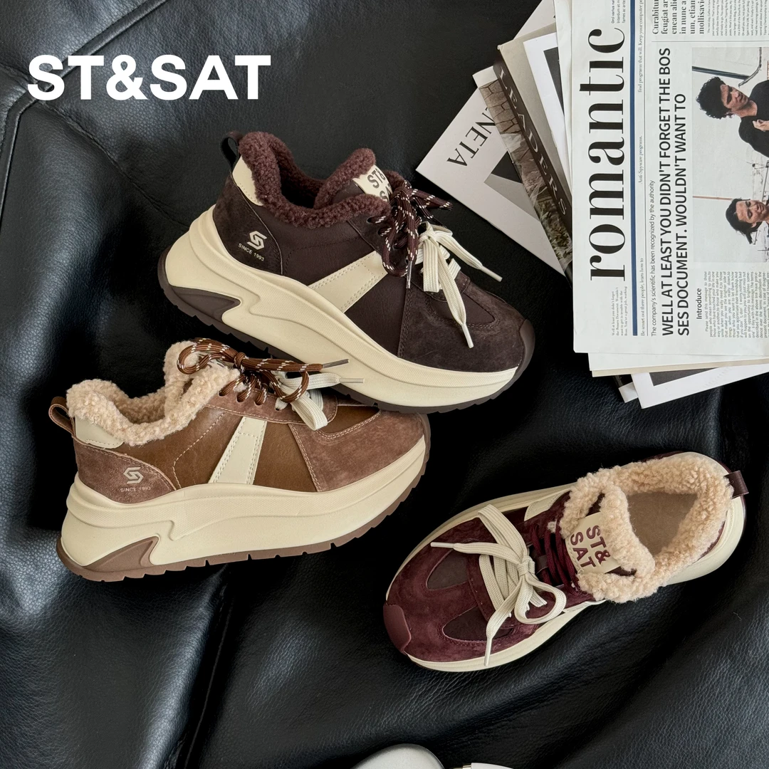 【芬兰雪鹿】2025早春度假复古运动厚底加绒加厚百搭运动德训阿甘鞋