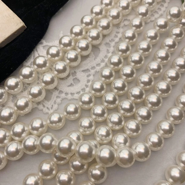 X【HB白色卡6mm】高保色玻璃底镀色仿珍珠母亲节DIY串珠散珠