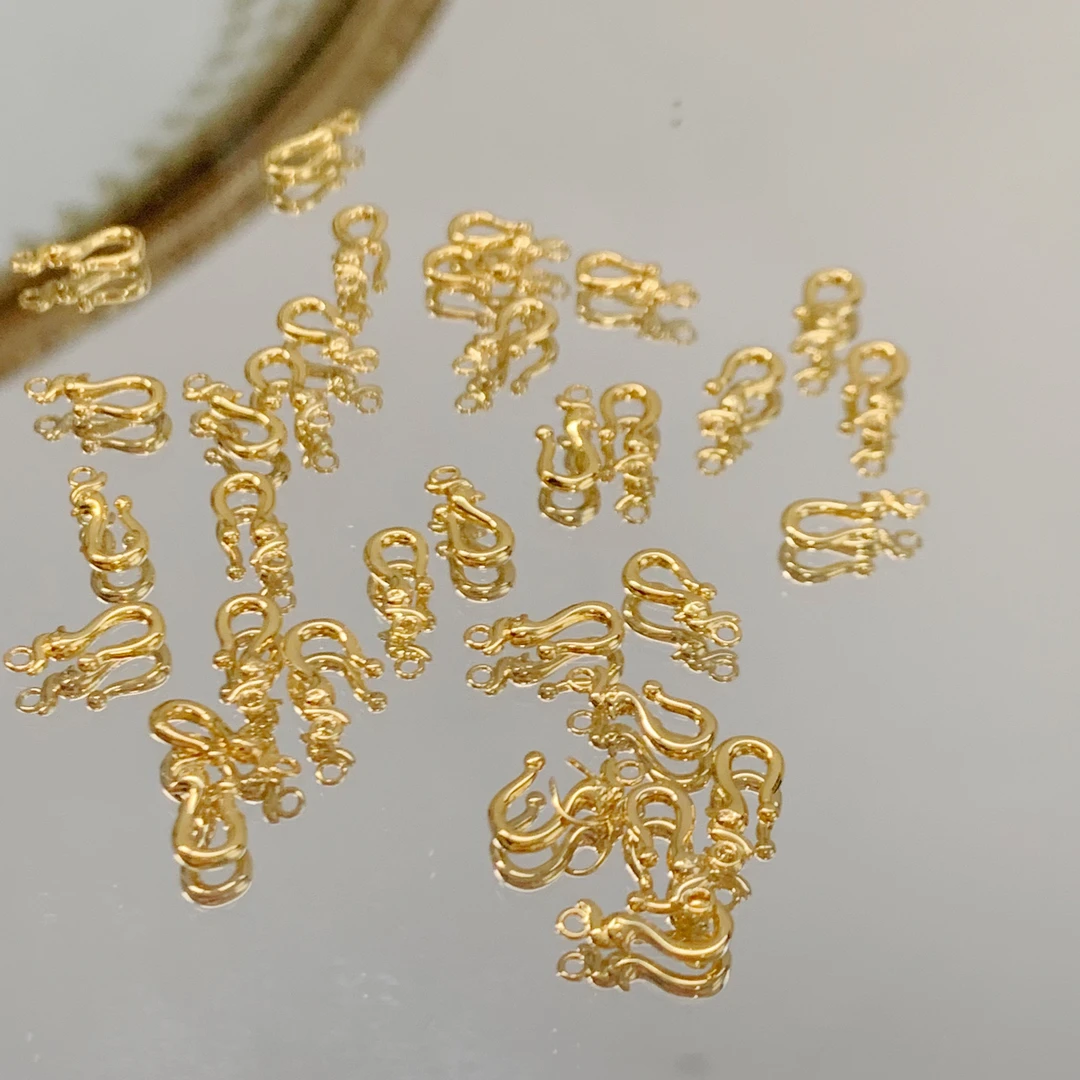 左夕 M412【20个凤羽勾扣】铜镀金高保色扣子DIY饰品
