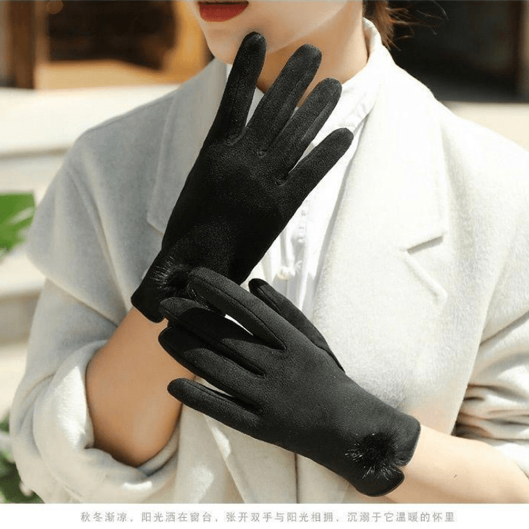 【新店福利】爆款手套女冬季加绒保暖韩版时尚麂皮绒可触屏骑行开车