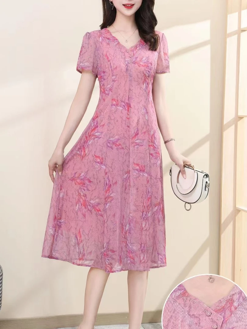 2024夏季新款时尚气质百搭碎花收腰女装连衣裙8815#